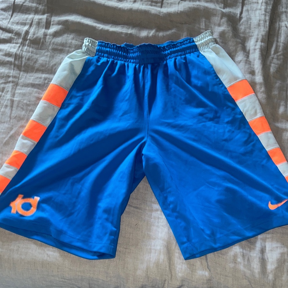 Nike KD Blue Shorts with Orange Stripes